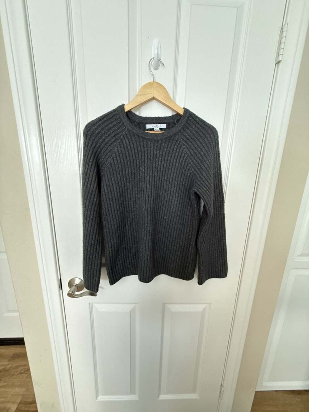 Fever Charcoal Grey Ribbed Knit Sweater Size S